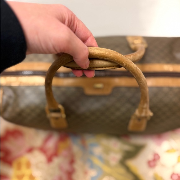 Vintage CELINE Macadam Top Handle 24 H Travel Bag Boston - Brown Printed Canvas - Picture 5 of 16